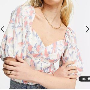 NWT Corset Puff Sleeve Top